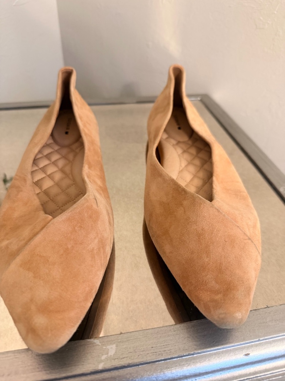 Birdies The Goldfinch tan suede pointed-toe flats size 11